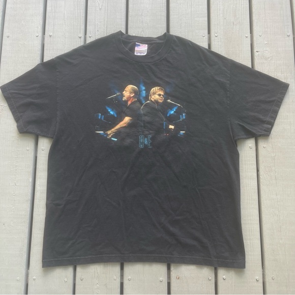 Vintage Y2K Elton John Billy Joel 2003 Face to Face Tour Graphic T-Shirt 2XL USA - Picture 1 of 7